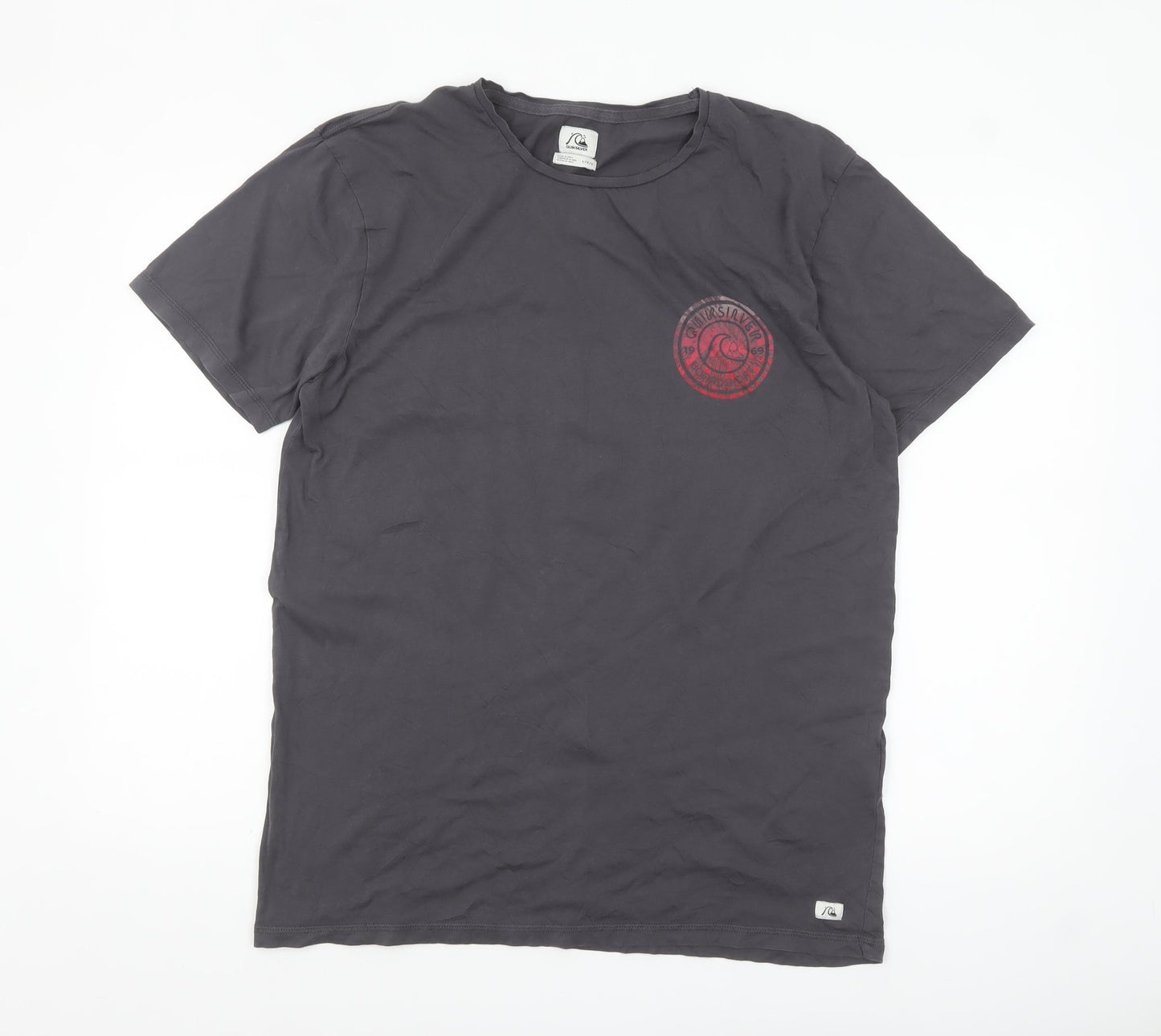 Quiksilver Men's Charcoal Short Sleeve Graphic Cotton T-Shirt L
