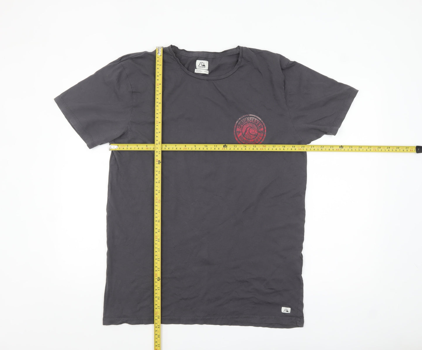 Quiksilver Men's Charcoal Short Sleeve Graphic Cotton T-Shirt L