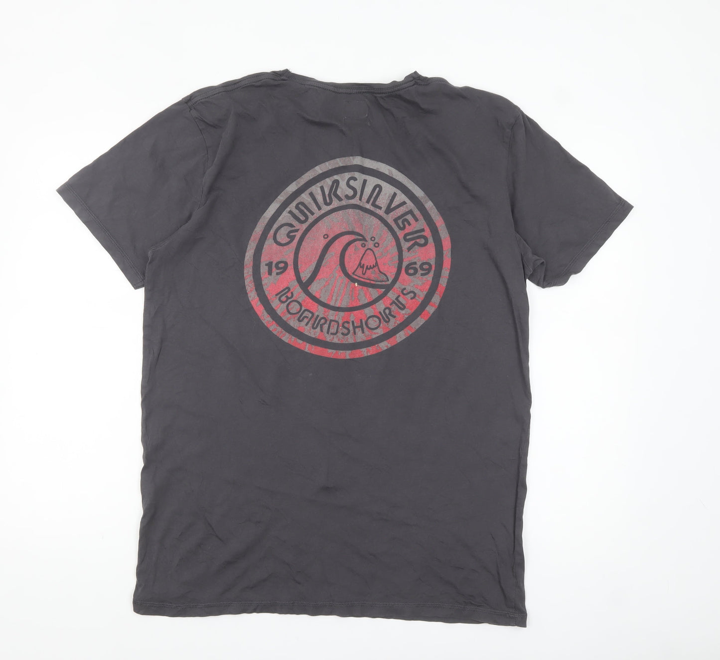 Quiksilver Men's Charcoal Short Sleeve Graphic Cotton T-Shirt L