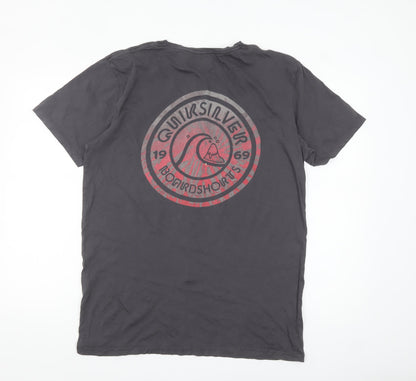 Quiksilver Men's Charcoal Short Sleeve Graphic Cotton T-Shirt L