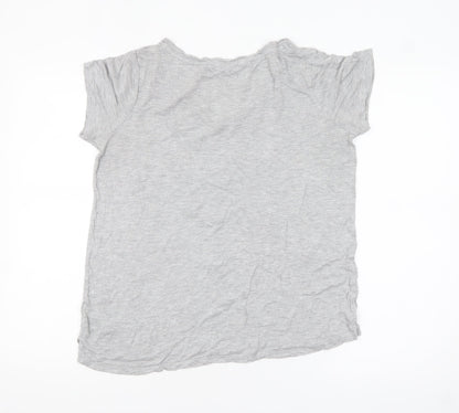 Next Women’s Grey Beaded Star T-Shirt Size 12 Short Sleeve Viscose