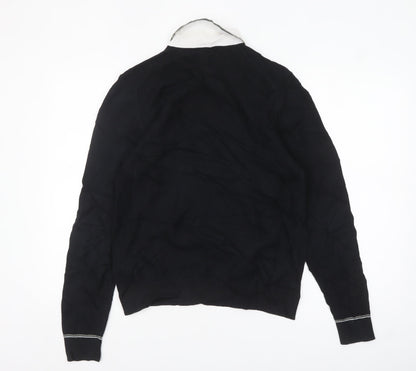 Marks and Spencer Men's Black Long Sleeve Cotton Polo Size S