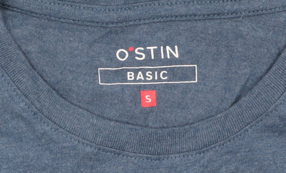 O'STIN Men's Blue Cotton Crew Neck Short Sleeve T-Shirt Size S