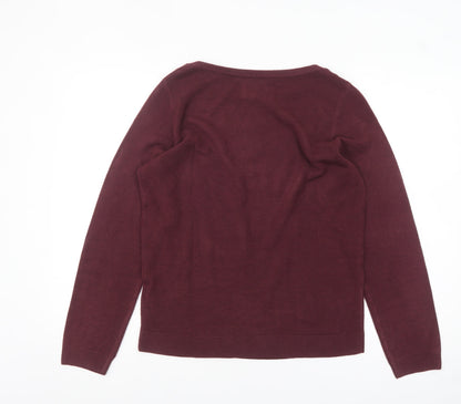 Maine New England Women Red Size 14 Boat Neck Knit Jumper