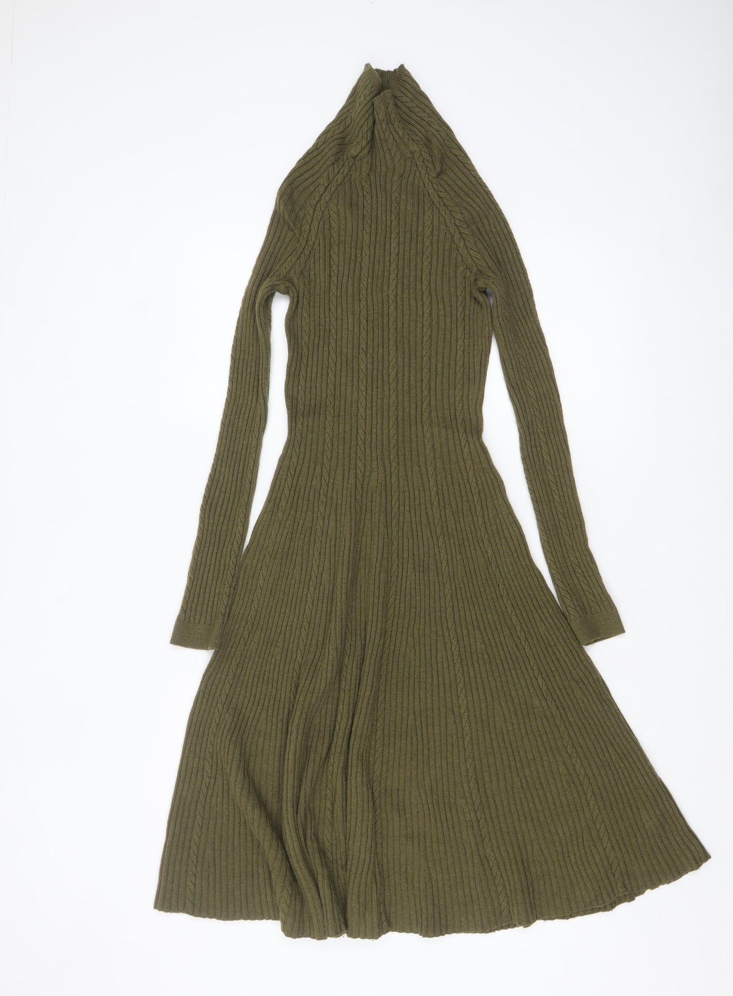 Boden Women Green Fit & Flare Knit Midi Dress Size 12R