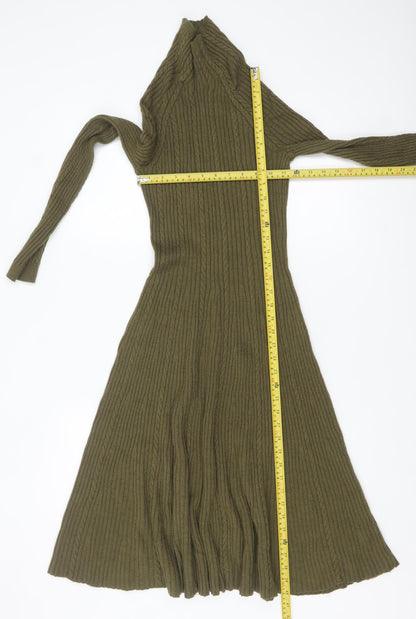Boden Women Green Fit & Flare Knit Midi Dress Size 12R