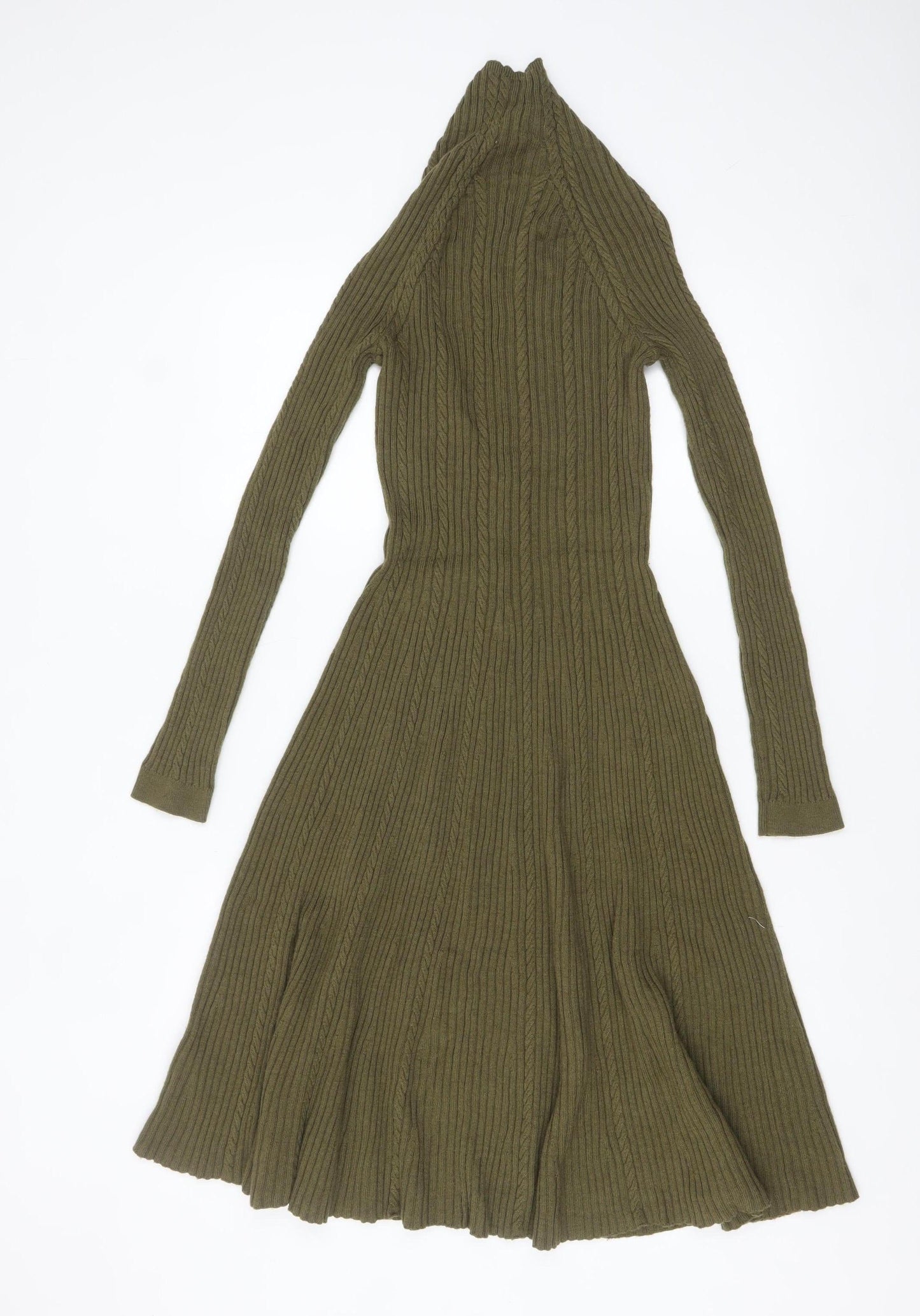 Boden Women Green Fit & Flare Knit Midi Dress Size 12R
