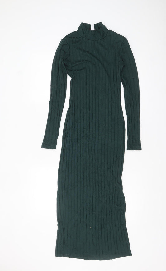 Topshop Women's Green Bodycon Midi Knit Dress Size 6