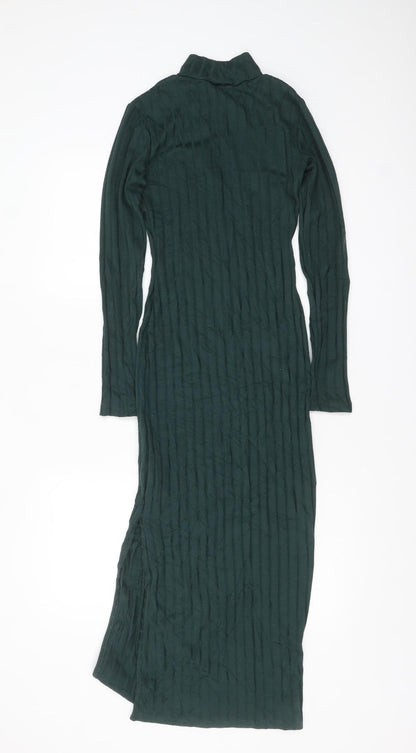 Topshop Women's Green Bodycon Midi Knit Dress Size 6