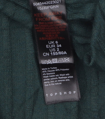 Topshop Women's Green Bodycon Midi Knit Dress Size 6