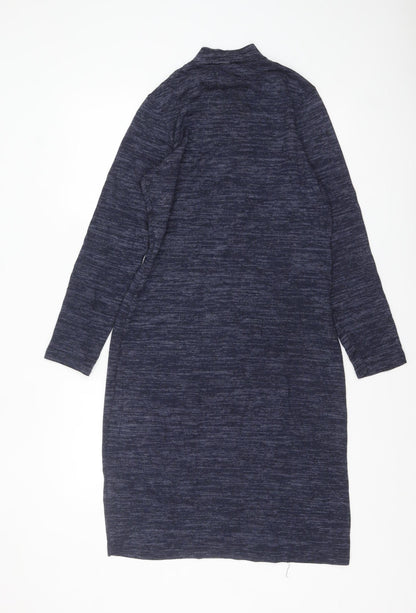 Miladys Women Blue Knit Shift Dress Size 12 Long Sleeve Mock Neck