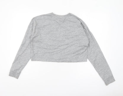 Superdry Women's Grey Cropped Long Sleeve T-Shirt Size 8