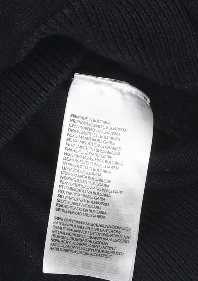 Calvin Klein Mens Black XL 1/2 Zip High Neck Cotton Knit Jumper