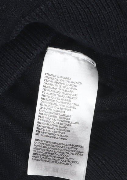 Calvin Klein Mens Black XL 1/2 Zip High Neck Cotton Knit Jumper