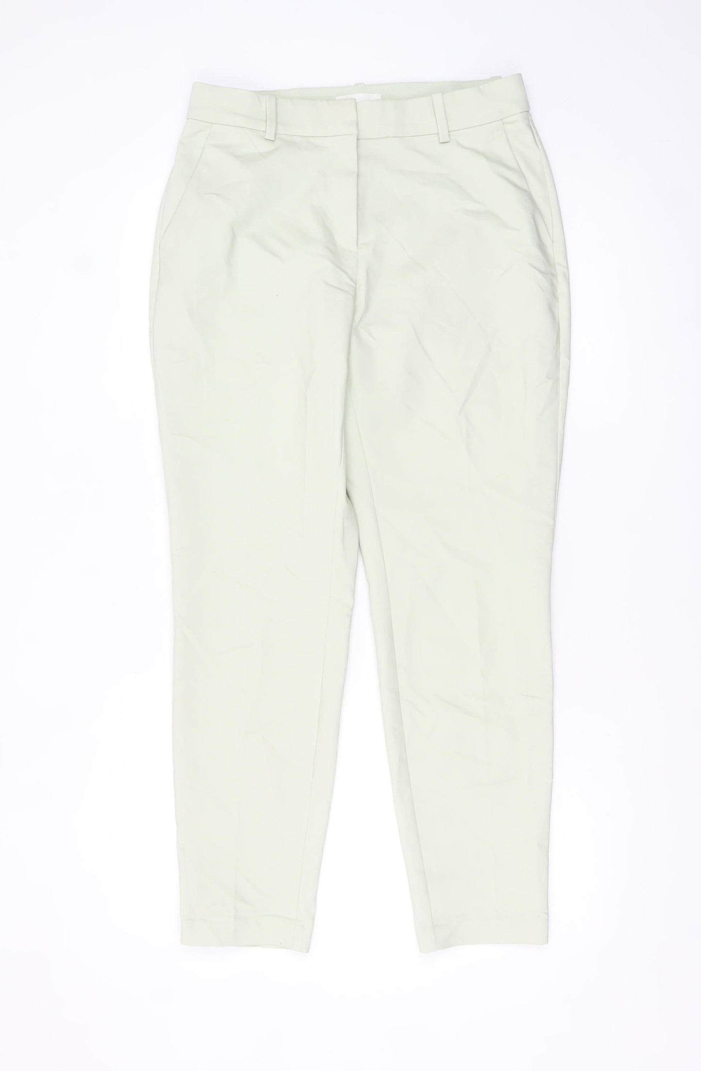 H&M Women Beige Chino Tapered Trousers Size 12 Cotton Blend