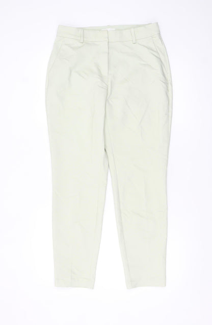 H&M Women Beige Chino Tapered Trousers Size 12 Cotton Blend