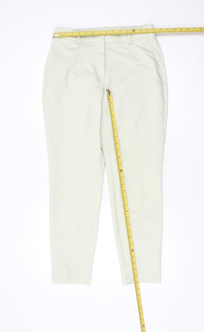 H&M Women Beige Chino Tapered Trousers Size 12 Cotton Blend