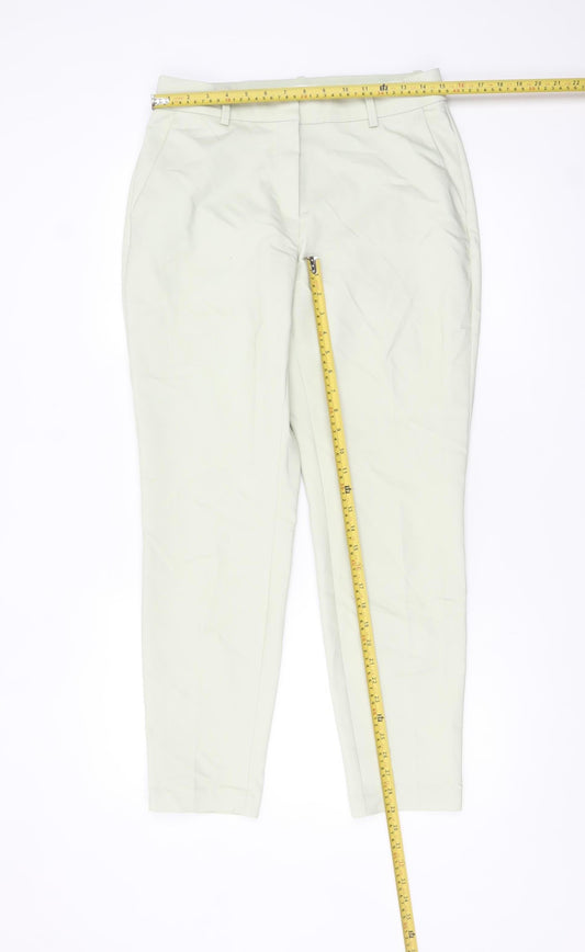 H&M Women Beige Chino Tapered Trousers Size 12 Cotton Blend