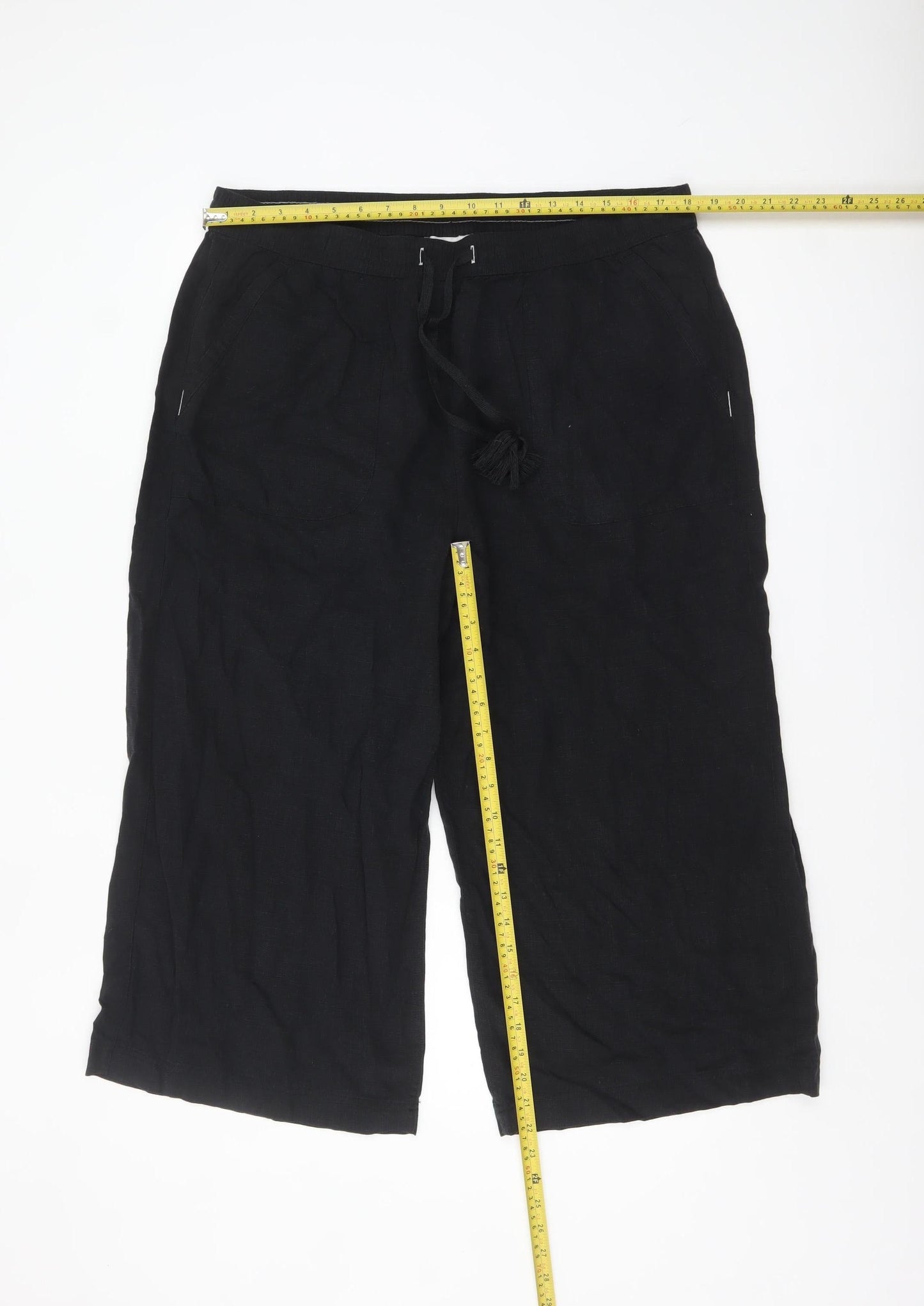 Marks and Spencer Per Una Women’s Black Linen Crop Trousers Size 18