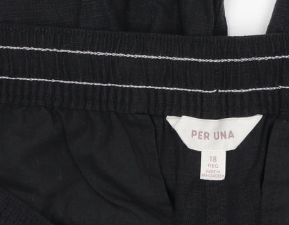 Marks and Spencer Per Una Women’s Black Linen Crop Trousers Size 18
