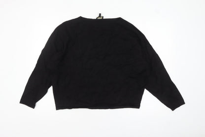 Phase Eight Women’s Black Cotton Boat Neck Relaxed Fit Jumper Size L