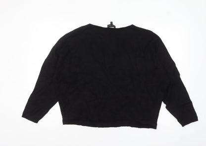 Phase Eight Women’s Black Cotton Boat Neck Relaxed Fit Jumper Size L