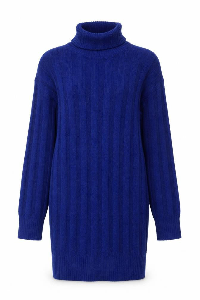Tu Women Blue Roll Neck Ribbed Knit Long Sleeve Jumper Size 8