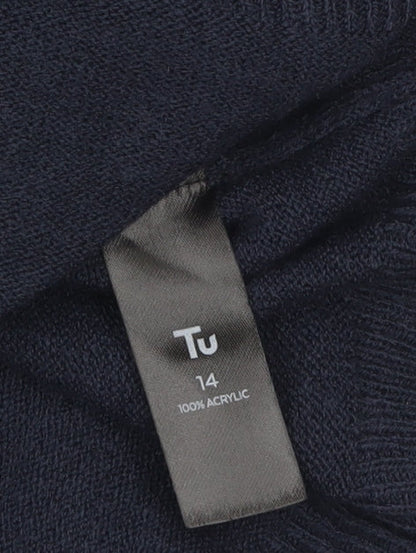 Tu Women Blue Size 14 Long Sleeve Jumper Dress