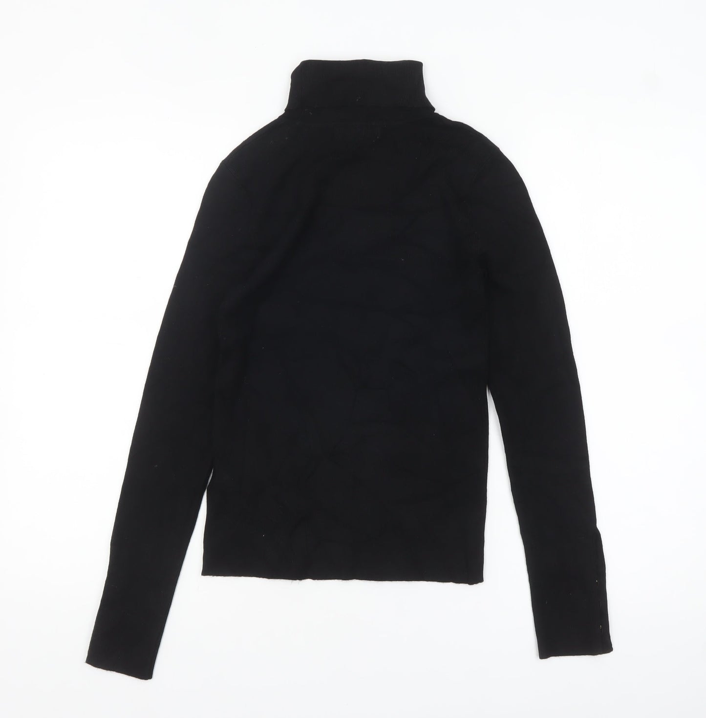 Marks and Spencer Women’s Black Small Roll Neck Jumper with Button Cuff Detail