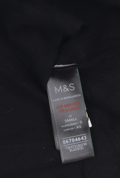 Marks and Spencer Women’s Black Small Roll Neck Jumper with Button Cuff Detail
