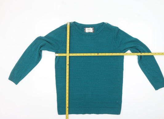 Maine New England Women’s Green Crew Neck Long Sleeve Acrylic Jumper Size 14