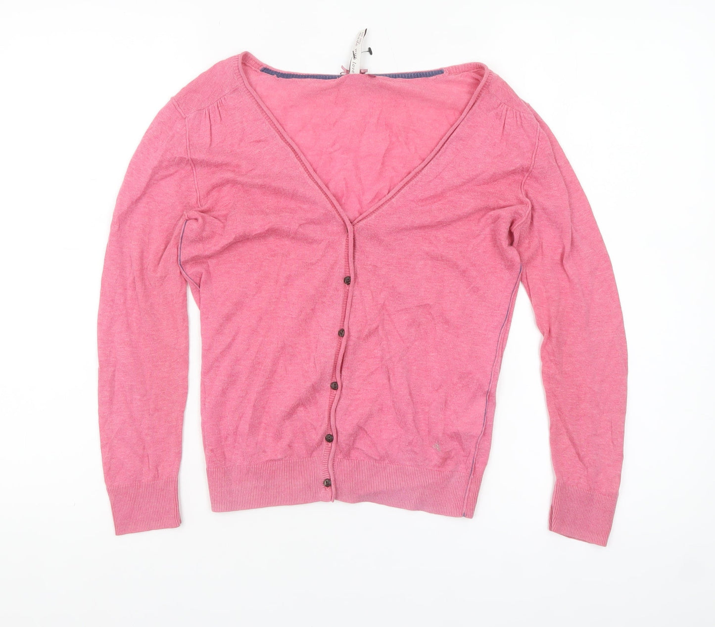White Stuff Women’s Pink Cotton Modal V-Neck Cardigan Size 10