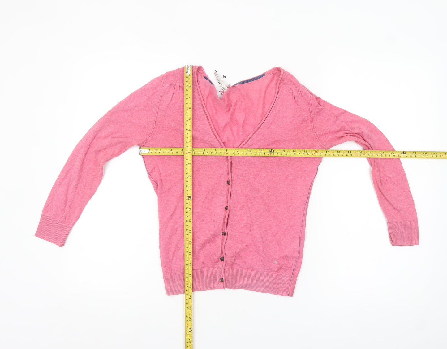White Stuff Women’s Pink Cotton Modal V-Neck Cardigan Size 10