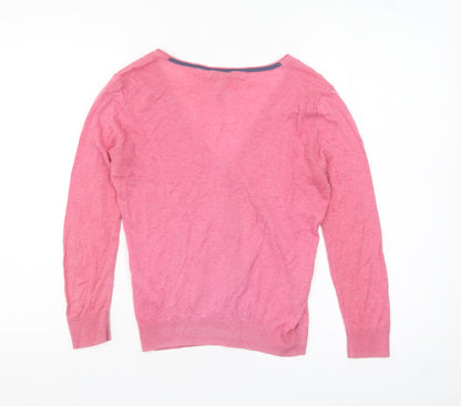 White Stuff Women’s Pink Cotton Modal V-Neck Cardigan Size 10