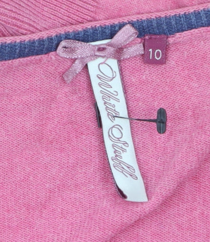 White Stuff Women’s Pink Cotton Modal V-Neck Cardigan Size 10