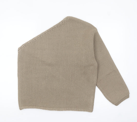 Marks and Spencer Women Beige L Chunky-Knit Asymmetrical Jumper