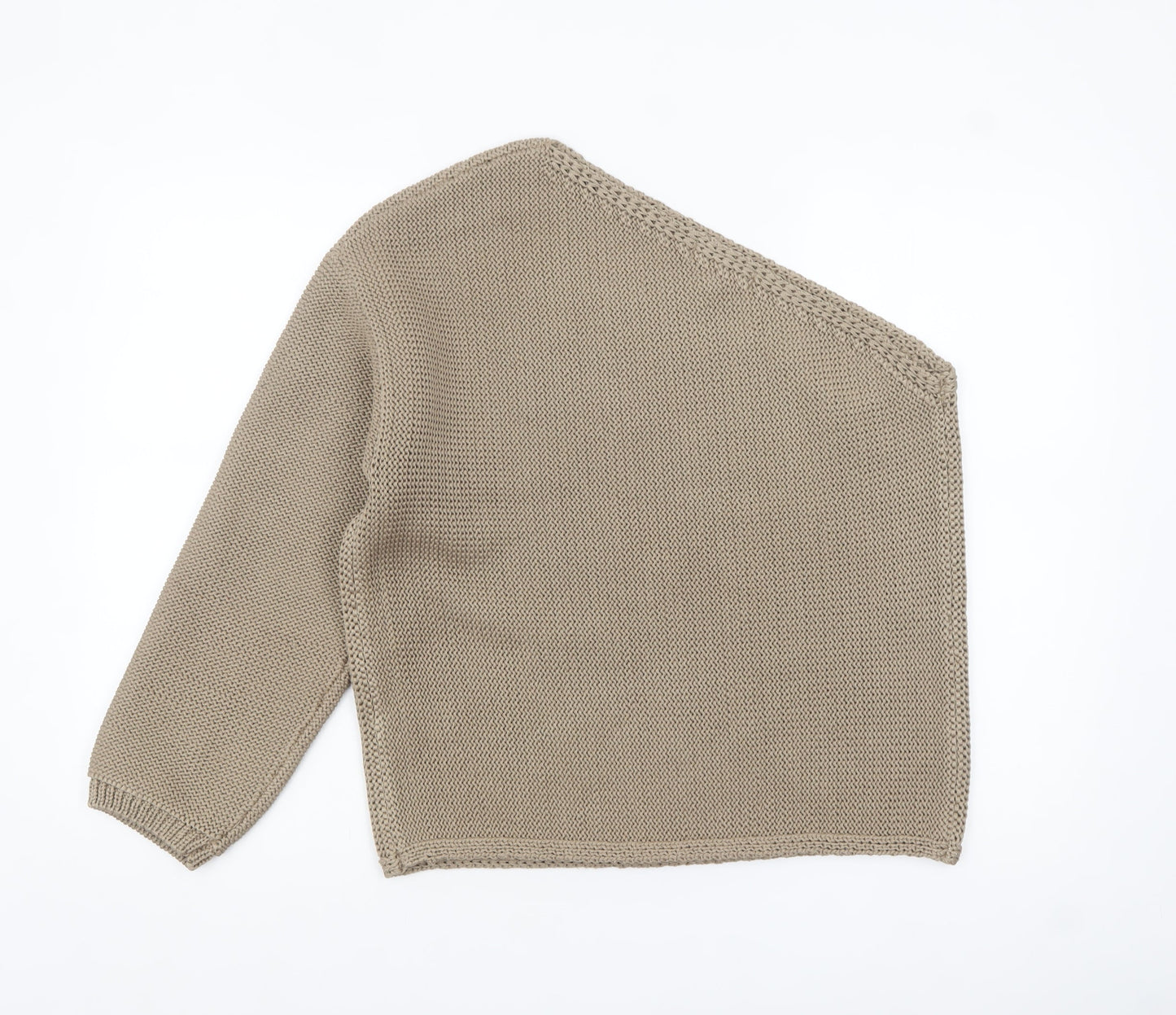 Marks and Spencer Women Beige L Chunky-Knit Asymmetrical Jumper