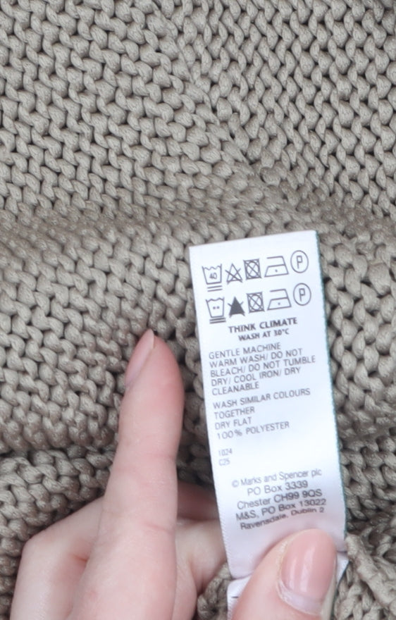 Marks and Spencer Women Beige L Chunky-Knit Asymmetrical Jumper