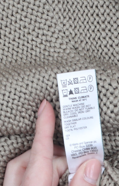 Marks and Spencer Women Beige L Chunky-Knit Asymmetrical Jumper