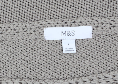 Marks and Spencer Women Beige L Chunky-Knit Asymmetrical Jumper