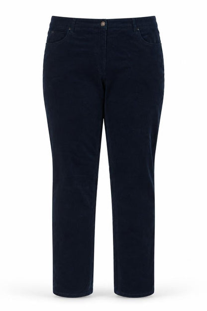 Pure Collection Women's Navy Corduroy Straight Trousers UK 18R