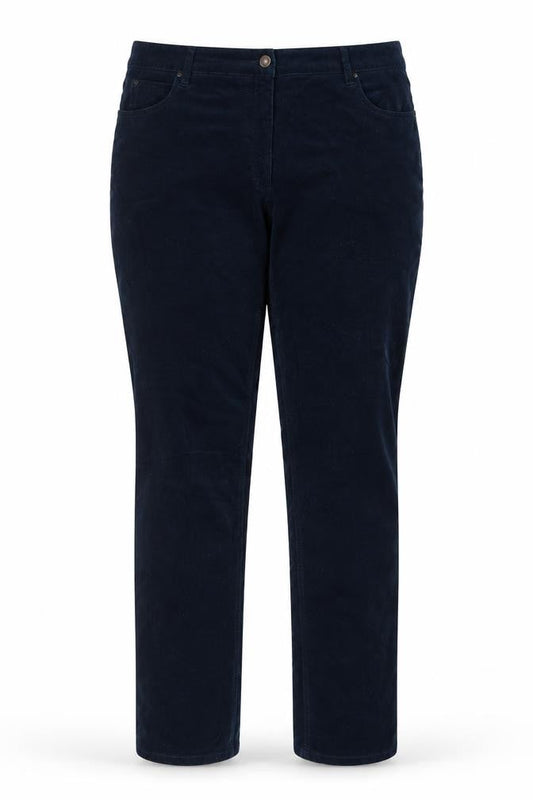 Pure Collection Women's Navy Corduroy Straight Trousers UK 18R