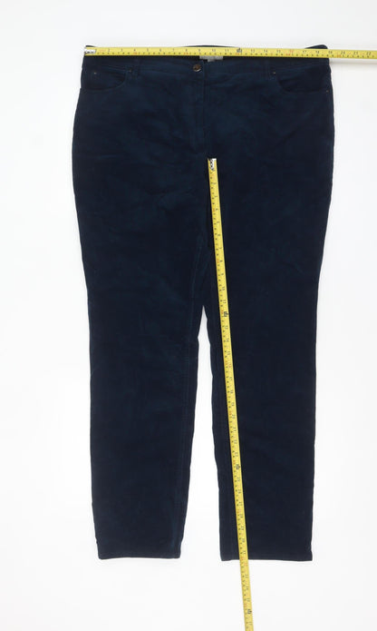 Pure Collection Women's Navy Corduroy Straight Trousers UK 18R