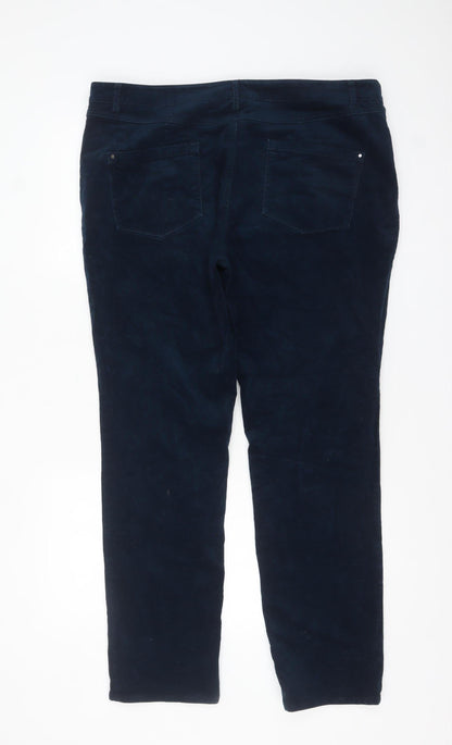 Pure Collection Women's Navy Corduroy Straight Trousers UK 18R