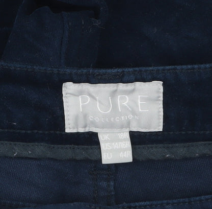 Pure Collection Women's Navy Corduroy Straight Trousers UK 18R