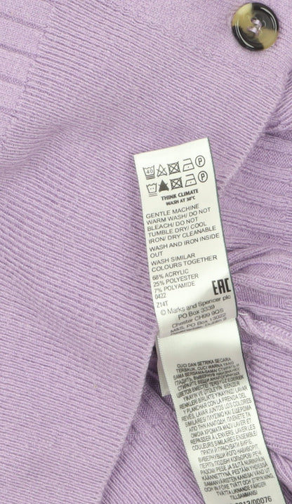 Marks and Spencer Women’s Purple Collared Short Sleeve Cardigan S
