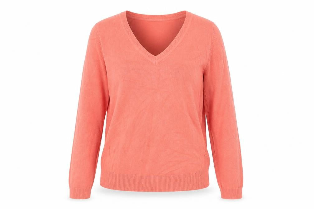 Marks and Spencer Womens Pink Acrylic V-Neck Jumper Size 8