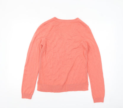 Marks and Spencer Womens Pink Acrylic V-Neck Jumper Size 8