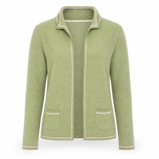 Ness Women's Green Cotton Knit Cardigan M Long Sleeve Collared