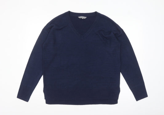 Principles Women Blue Size 14 V-Neck Acrylic Pullover Jumper